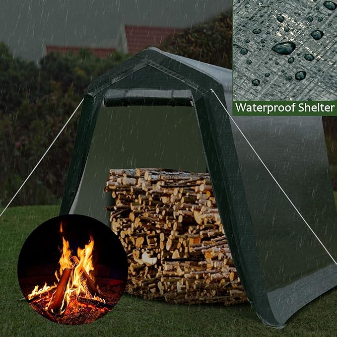 Tangkula 6x8 Ft Outdoor Storage Shelter, Enclosed Carport Tent with All-Steel Metal Frame and Waterproof Ripstop Cover, Outdoor Garage Tent with Sidewalls