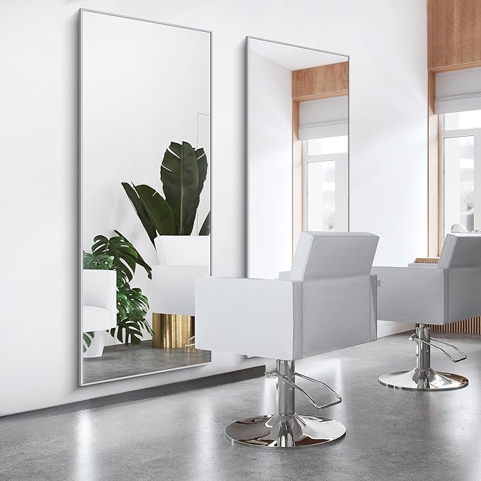 30x72inch Bathroom Mirror, Silver Rectangle Mirror with Thin Metal Frame, Large Rectangular Wall Mirror for Bathroom, Living Roomm, Hair Salon, Big Farmehouse Mirror Hang Horizontal/Vertical