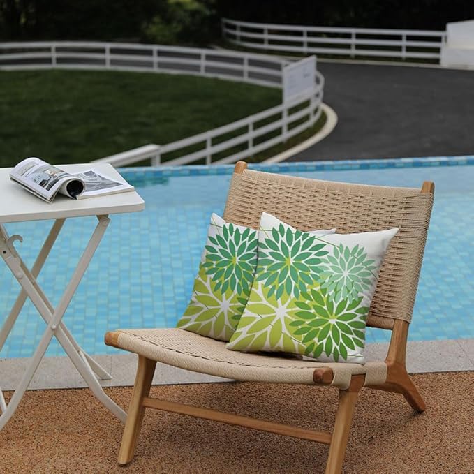 DFXSZ Outdoor Throw Pillow Covers 16x16 Inch Set of 2 Waterproof Spring Summer Geometric Elegant Dark Light Green Outdoor St Patricks Pillow Covers for Patio Funiture Garden Couch 168A16