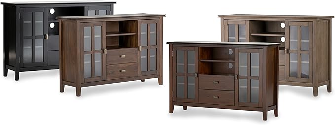 SIMPLIHOME Artisan SOLID WOOD 53 Inch Wide Transitional TV Media Stand in Natural Aged Brown for TVs up to 60 Inches, For the Living Room and Entertainment Center