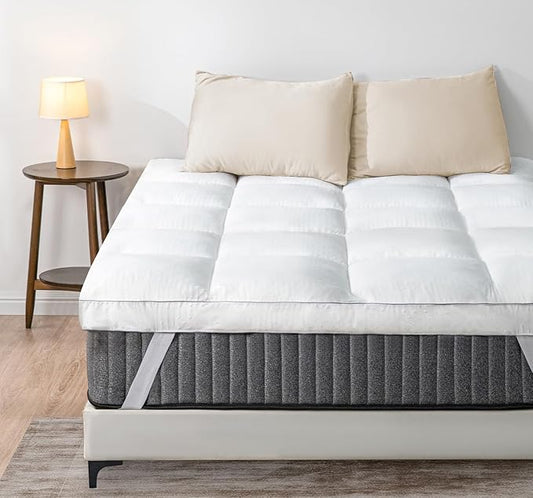 Marine Moon King Mattress Topper, Extra Thick Pillowtop, Cooling and Plush Mattress Pad Cover, 7D Down Alternative Fill,Soften Hard Bed