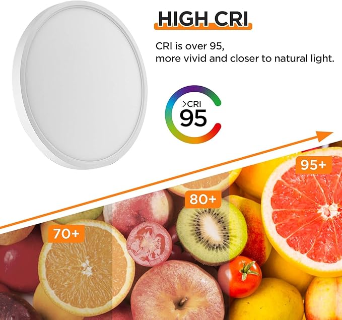 TALOYA LED Ceiling Light Living Room White, 15.8 Inch Thin Flat Modern Flush Mount Lighting Fixture for Bedroom,5 Color Temperatures in 1, 24w Round 0.94 Inch Thickness