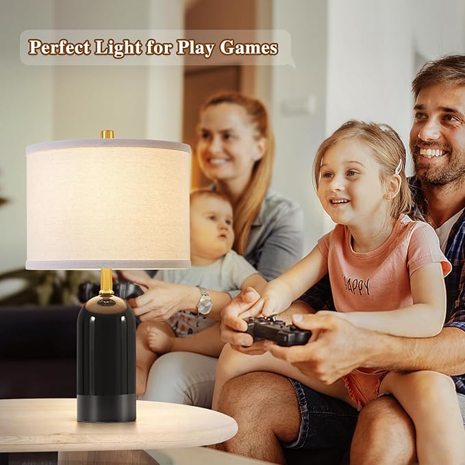 GyroVu Modern Ceramic Table lamp Set of 2, 3 Color Temperature Bedside lamp 21.5" Tall Nightstand Lamp End Table Lamps for Living Room Bedroom (Bulbs Included)