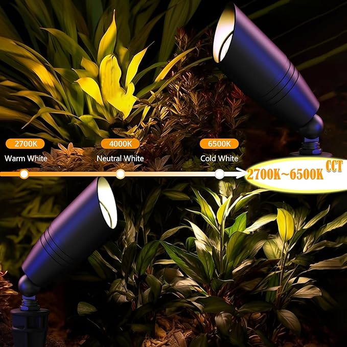 RGB Low Voltage Landscape Lights, 12V Color Changing Outdoor Spot Lights, Waterproof LED Garden Lighting for Yard/Pathway/Pool, Smart Landscape Spotlights