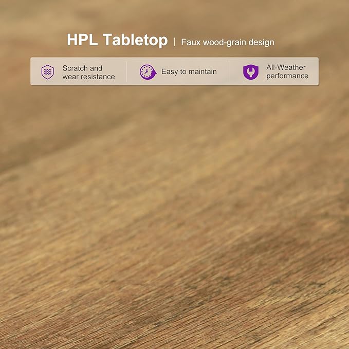 PURPLE LEAF 9 Pieces Round Outdoor Dining Set Large Outdoor Dining Table and Chairs Aluminum Wicker Rattan Patio Furniture Set for Lawn Porch Deck Brown