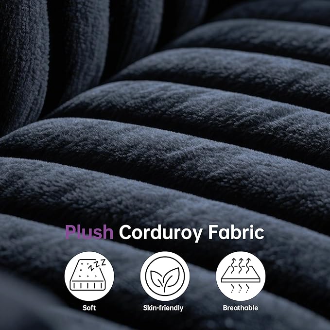 Sofa, 71" Loveseat Sofa-in-a-Box, Deep Seat Couch, No Assembly Required, Comfy Plush Corduroy for Living Room, Bedroom, Office