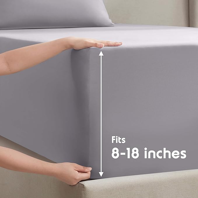 Nestl California King Sheet Set - 1800 Ultra-Soft Microfiber Cal King Bed Sheets - Double Brushed - Deep Pockets - Easy Fit - 4 Piece Set - Bed Sheets (California King, Grey Lavender)