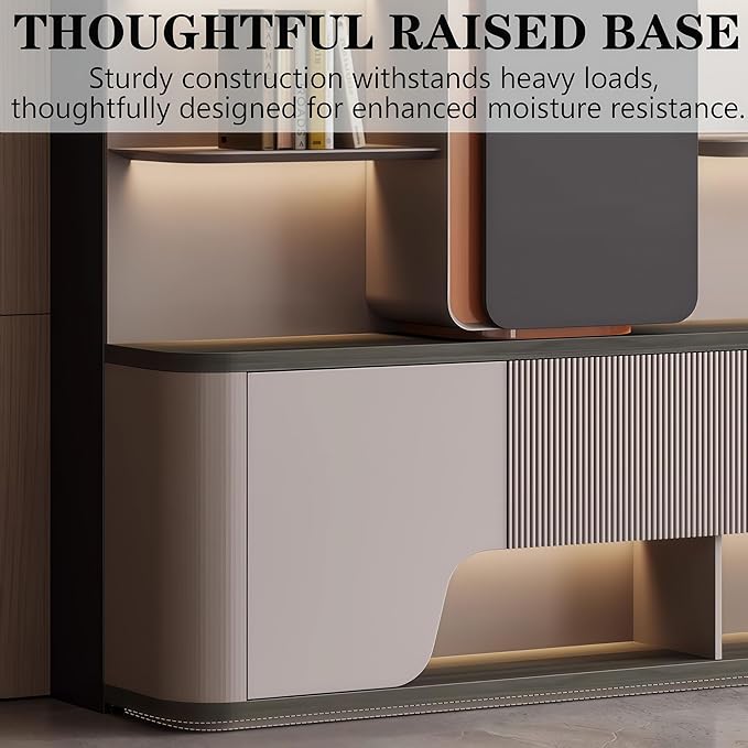 Modern L Shaped Desk, 94.5 inch Large Desk with Storage, Executive Desks for Home Office No Installation Required with Drawers and Lockable, Without Desk or Computer Chair (Filing Cabinet)