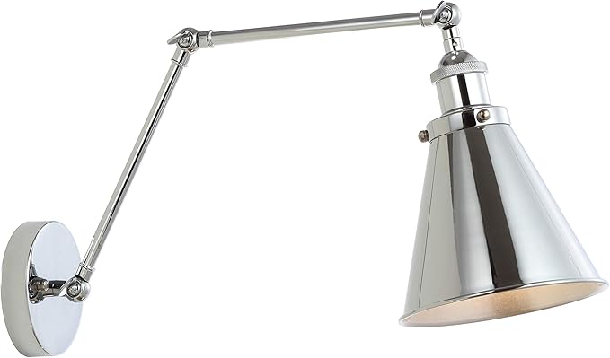 JONATHAN Y JYL7460A Rover 7" Farmhouse Industrial Adjustable Arm Metal LED Wall Sconce Rustic Bohemian 2700K LED 4W Bulb for Entryway Lobby Kitchen Bathroom Bedroom Living Room Hallway, Chrome