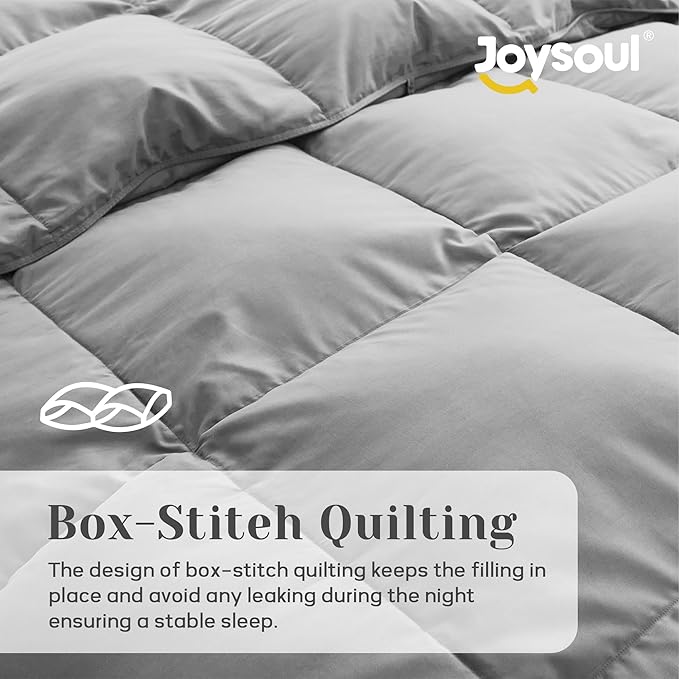 Joysoul California King Size Down Comforter - All Season Ultra Soft Goose Down & Feather Fiber Fill, Luxury Hotel Dark Gray Duvet Insert with Corner Tabs (108" X 94")