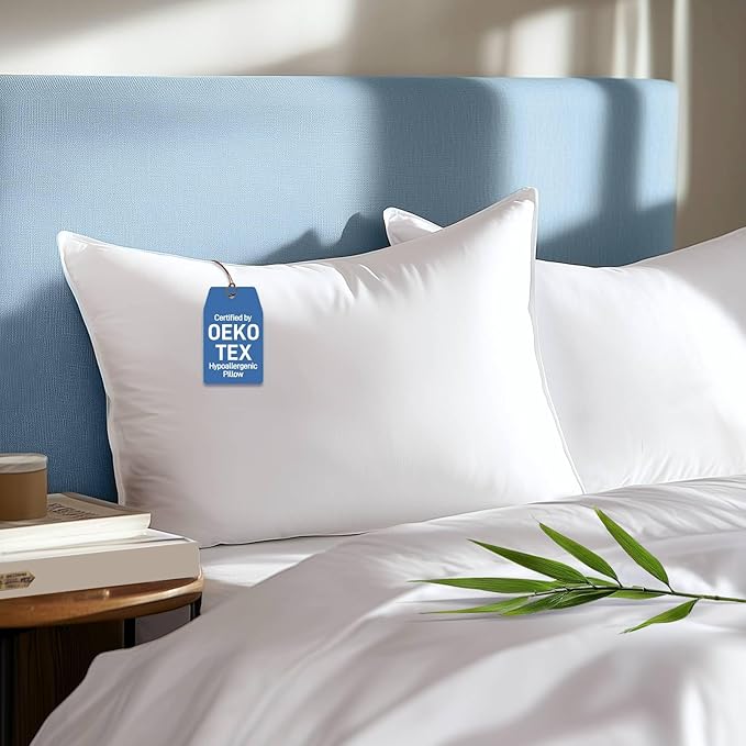 Sylvaris Hypoallergenic Bamboo Viscose Extra Soft Pillows with Down Alternative Filling, Queen Size Set of 2, Breathable Luxury Hotel Quality for All Sleeper, Oeko-Tex Certified,Machine Washable