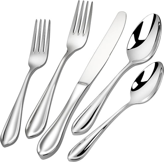 30 Pieces 18/10 Stainless Steel Flatware for 6, Heavy Duty Silverware Set, Forged Thick Kitchen Silverware, Dishwasher Safe, Ideal for Gift