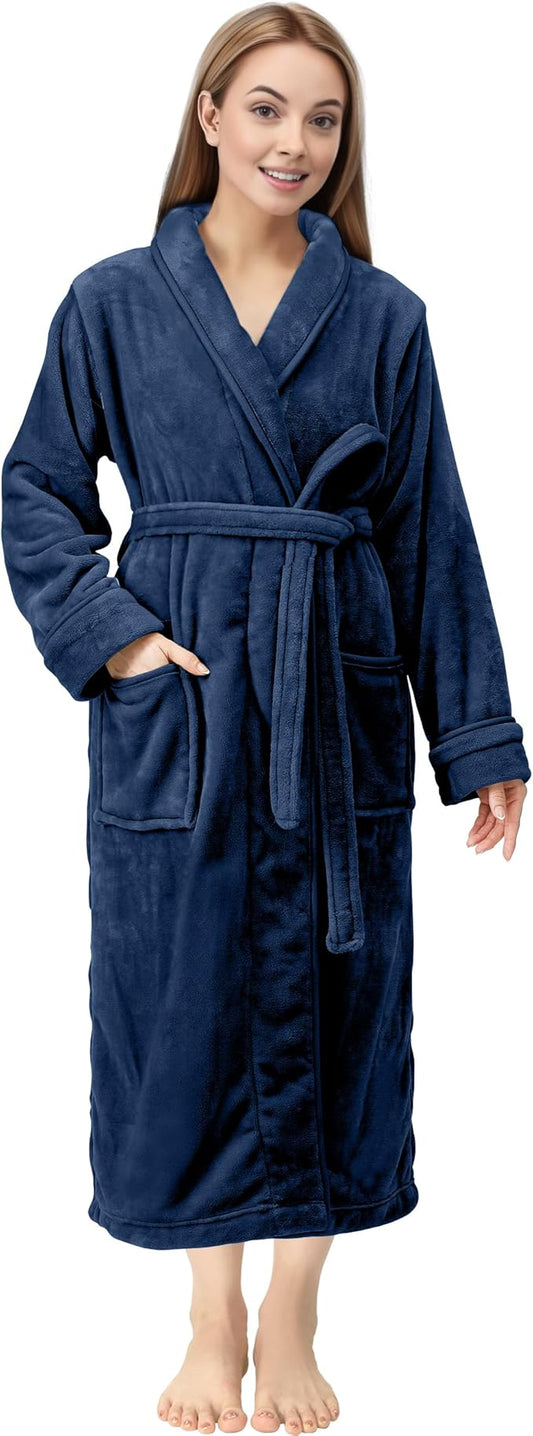NY Threads Premium Womens Robe, Plush Fleece Long Bath Robe for Women, Fluffy Soft Women's Bathrobe