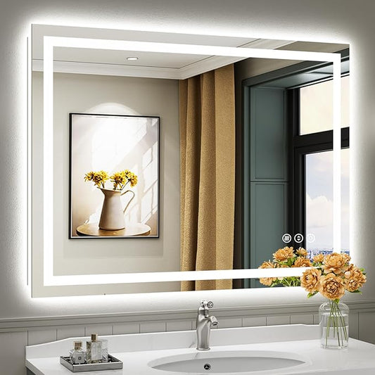 48"x36" LED Bathroom Mirror with Lights, Backlit & Front Lit, Anti-Fog Lighted Bathroom Vanity Mirror for Wall, Memory Function, Dimmable, HD Tempered Glass, Shatter-Proof