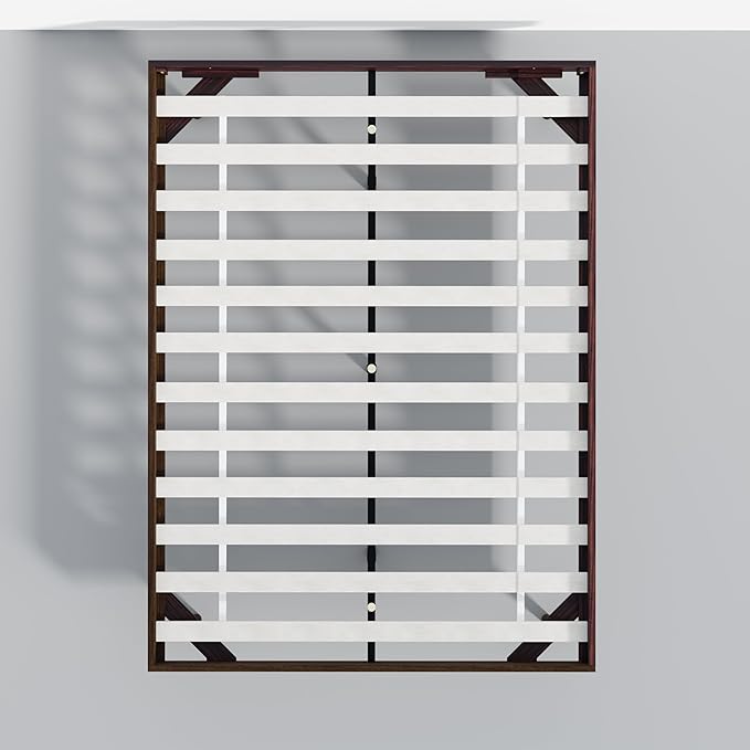 Modern Solid Wood Platform Bed with Adjustable Headboard with Cushion – No Box Spring Needed,Fast Assembly – Full Size in Walnut