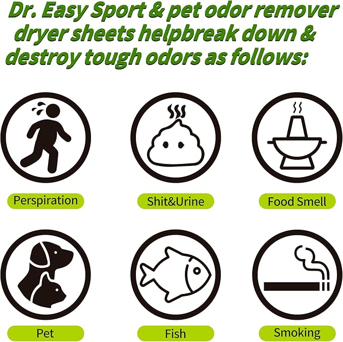 Dr.Easy SPORTS & PETS ODOR REMOVER Fruits Fresh Dryer Sheets,200 Sheets,PLANT&MINERAL-BASED FORMULA