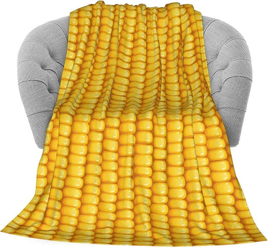 Corn Cob Organic Flannel Fleece Bed Throw Blanket, Super Soft Cozy Fuzzy Plush Blankets for Couch Sofa Office Traveling Camping Kids Bedroom Adults Living Room 60"x50"