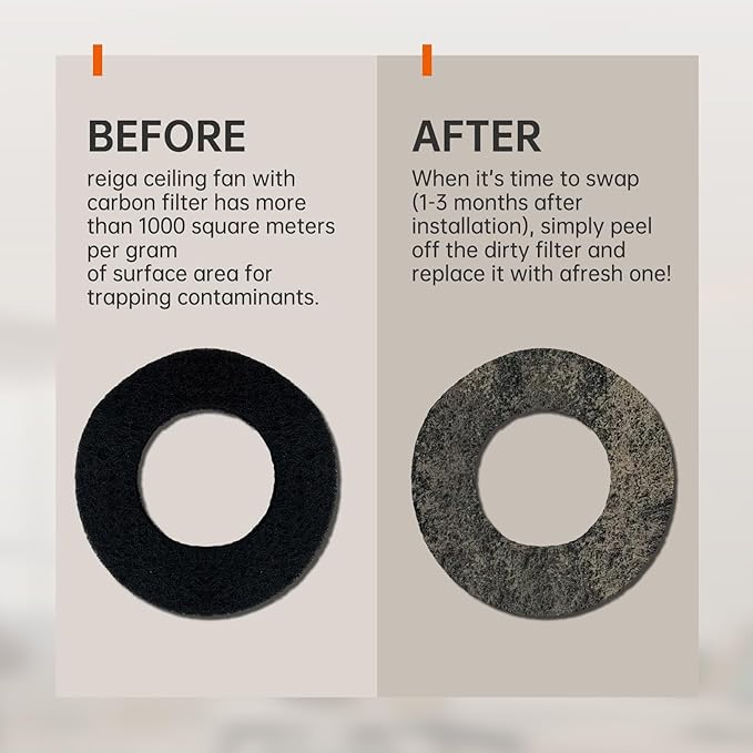 reiga 65 Inch Walnut Wood Ceiling Fan with Lights and Remote Control, Quiet Reverse DC Motor, High Airflow, Timer Function, and Built-in Air Purifier Coconut Carbon Pads for Home