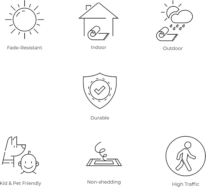 JONATHAN Y Moroccan Geometric Indoor Outdoor Area Rug 6X9 Black/Gray, Ourika Textured Weave for Backyard, Patio, Porch, Easy-Cleaning, High Traffic, Pet-Friendly, Non-Shedding (SMB108F-6)