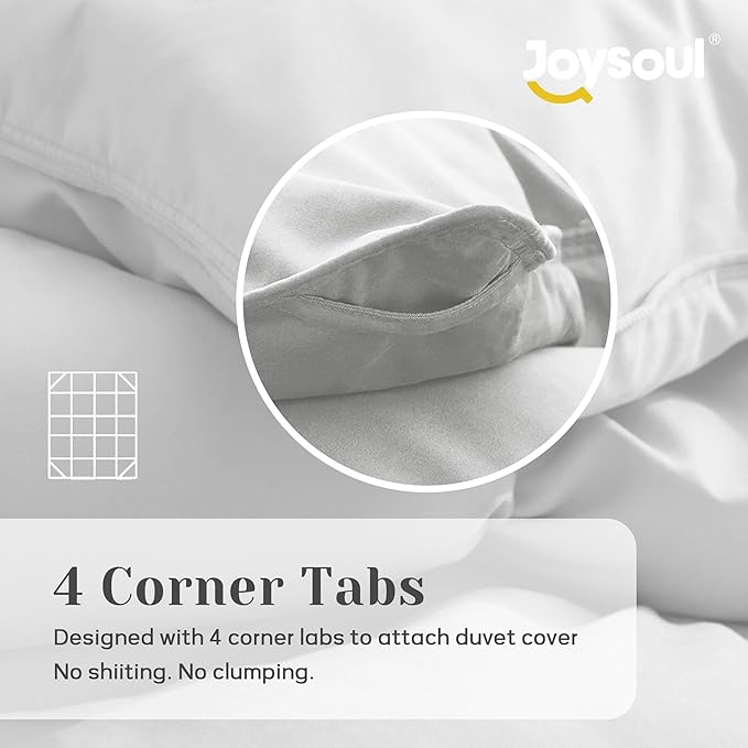 Joysoul California King Size Down Comforter - All Season Ultra Soft Goose Down & Feather Fiber Fill, Luxury Hotel Light Gray Duvet Insert with Corner Tabs (104" X 94")