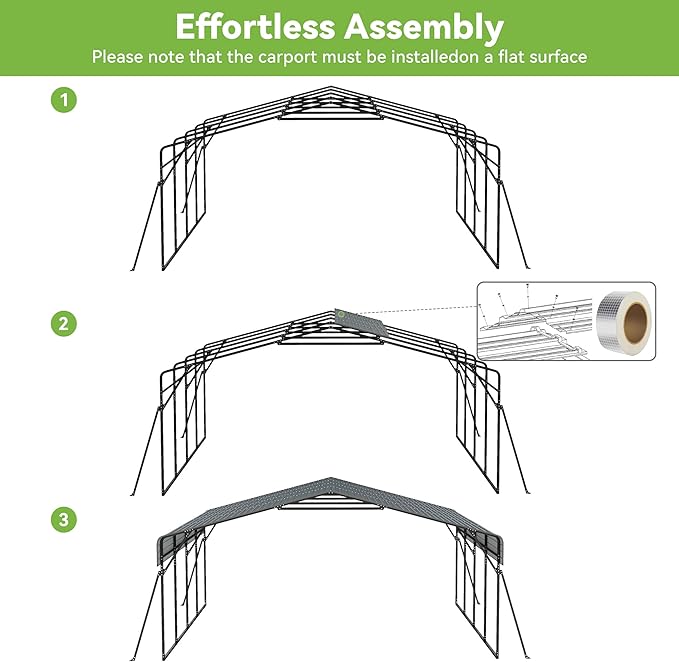 Real Relax 20x20ft Heavy Duty Metal Carport with Galvanized Steel Roof, 4 Support Legs, Outdoor Car Port Shelter for 2 Cars, Trucks and Boats