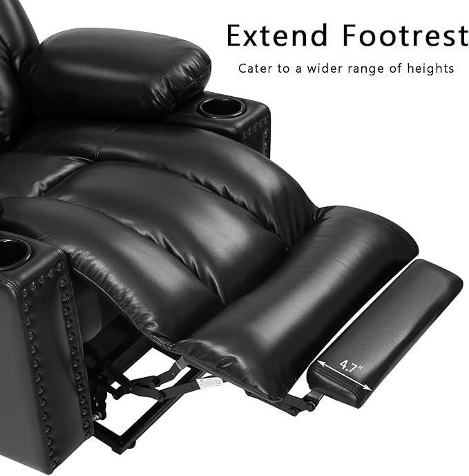 Large Power Lift Chair Recliner for Elderly with Heated and Massage, Overstuffed Adjustable Lift Chair, 3 Position, Breathable Leather, USB-A&USB-C, Cup Holder (Tall Man-7523, Black)