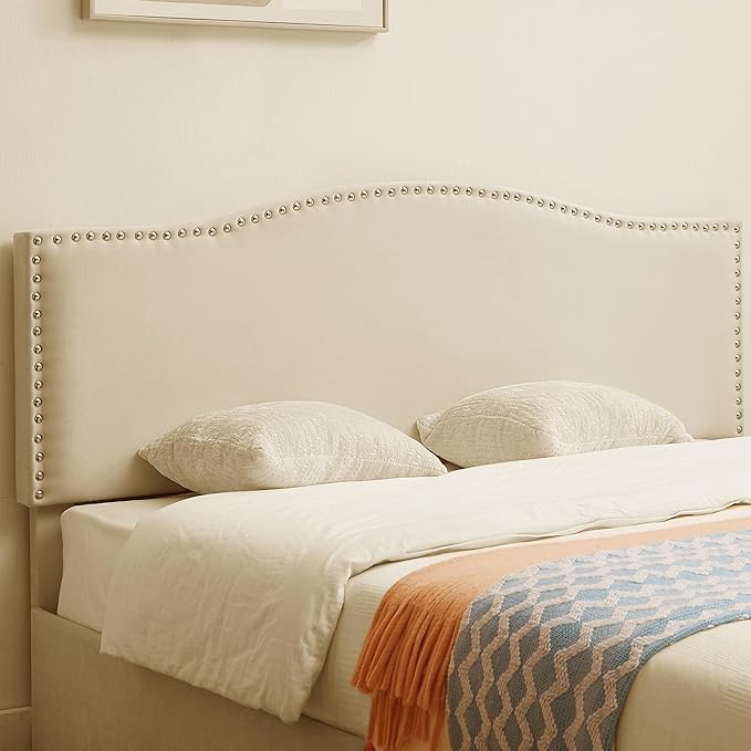 VECELO Queen Bed Frame, Platform Bed Frame with Underbed Storage Drawers and Adjustable Height Upholstered Headboard, Heavy-Duty Frame and Strong Wooden Slats Support, Noise-Free, Easy Assembly, Beige