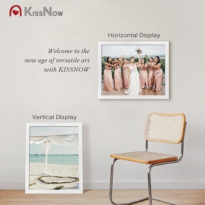 16x20 Picture Frame 4 Pack, Textured White Solid Wood, Wall Gallery Poster Frame