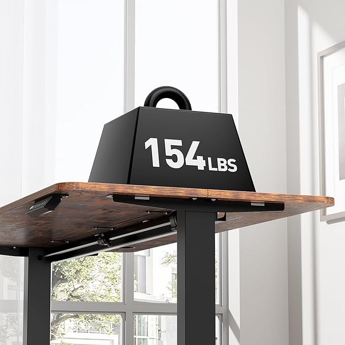 Electric Standing Desk 48 x 24 Inches, Height Adjustable Sit Stand Home Office Computer Desk with Memory Presets,Brown
