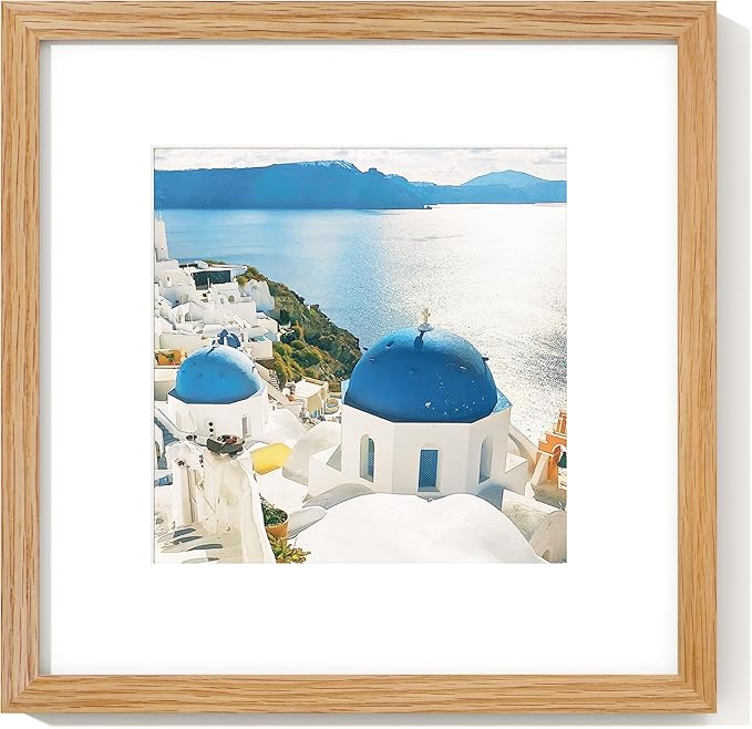 Axeman 12x12 Picture Frame with Mat for 8x8, Solid Oak Wood Square Picture Frame with Tempered Glass, Natural Wooden 12x12 inch Photo Frame for Wall Home Decor Art Photo and Prints, Natural