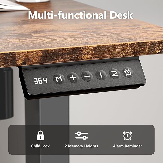 Electric Standing Desk 63 x 24 Inches, Height Adjustable Sit Stand Home Office Computer Desk with Memory Presets,Brown