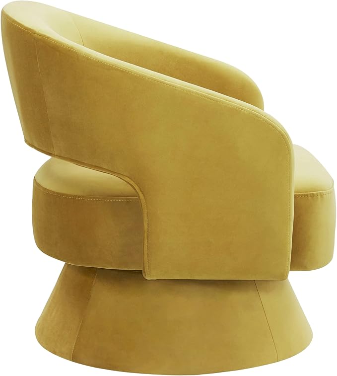 CHITA Swivel Accent Chair Armchair, FSC Certified Velvet Barrel Chair for Living Room Bedroom, Yellow
