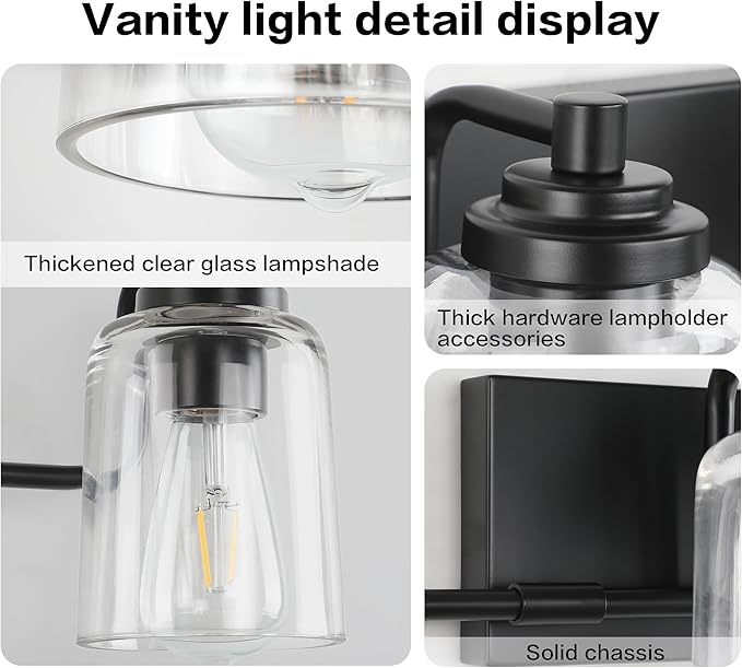 SOLFART 6 Lights Vanity Lights for Mirror Black Bathroom Light Fixtures Black Vanity Light Bathroom Light Fixtures Wall Mount 50 Inch