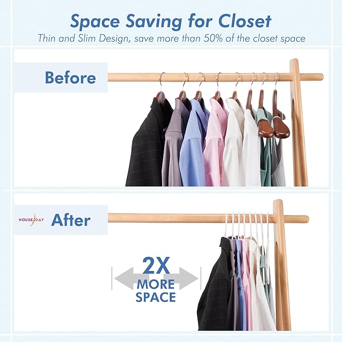 HOUSE DAY White Plastic Hangers 60 Pack, Clothes Hangers with Non Slip Hooks, Durable & Space Saving Coat Hanger, Light-Weight Clothing Hanger, Perfect Closet Organizer for Everyday Use