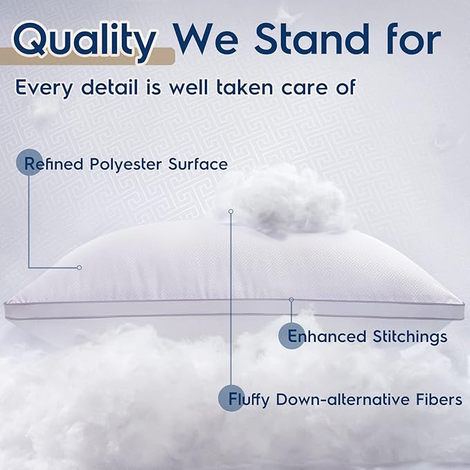viewstar King Size Pillows Set of 2, Hotel Quality Cooling Down Alternative Gusseted Bed Pillows for Side, Back, or Stomach Sleepers, White