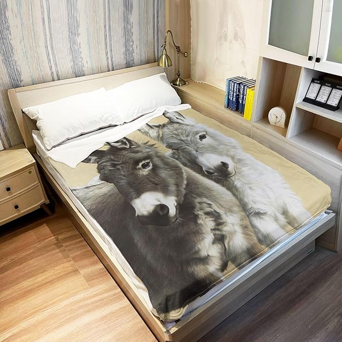 Donkeys Blanket Cute Animals Fleece Blanket Soft Fuzzy Plush Throw Blankets for Couch Bed 50"x60"