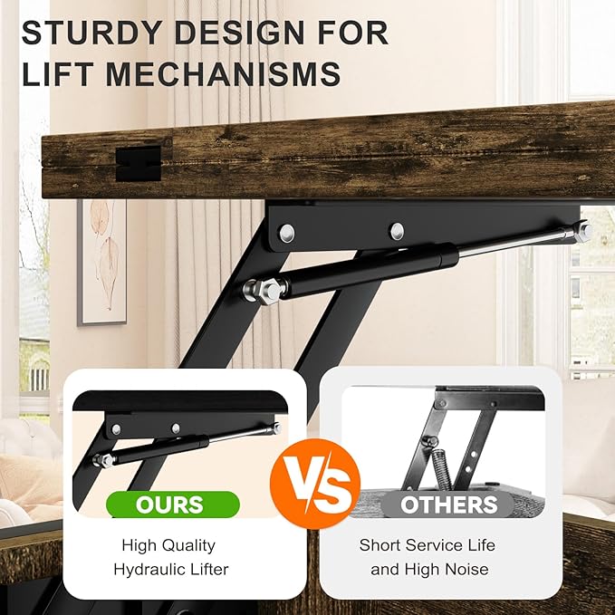 Lift Top Coffee Table with Storage and Sliding Door, 4 in 1 Multi-Function Convertible Tea Table with Hidden Compartment, Farmhouse Center Table with Wood Lift Tabletop for Living Room Brown