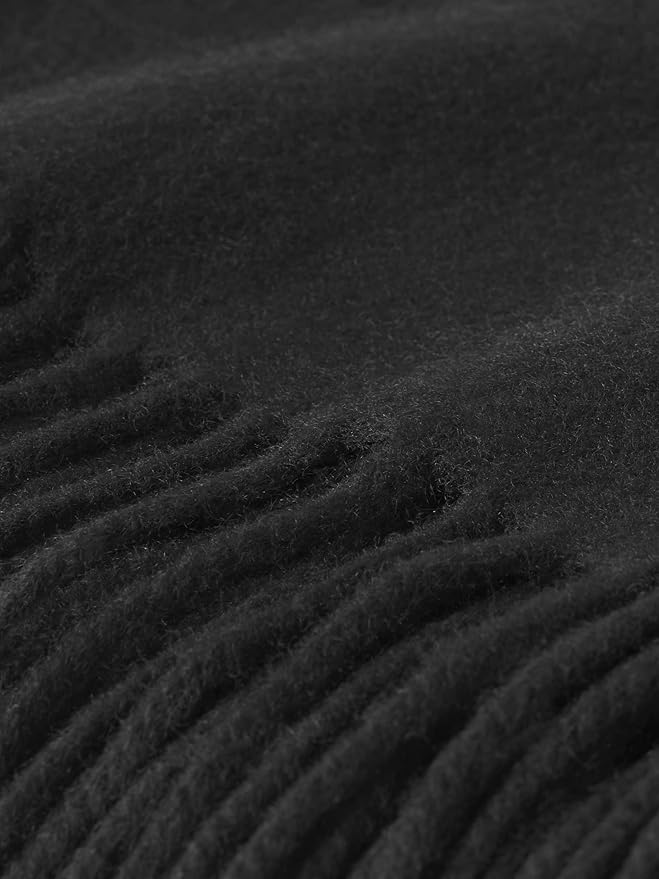 State Cashmere Home Throw Blanket with Decorative Fringe 100% Pure Cashmere Ultra Soft Accent Blanket for Couch, Sofa & Bed (Black, 60"x50")