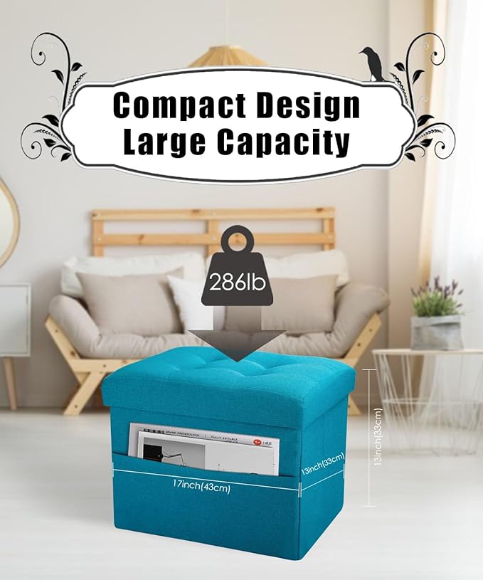 Ottoman Storage Ottoman Foot Rest Stool Foldable Bench with Storage Student Dormitory Bedroom and Entryway Storage 17 X 13 X 13