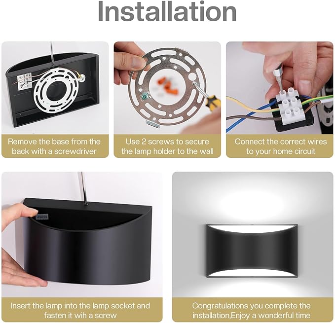 4 Pack Wall Sconces Indoor Black LED Wall Sconce Hardwired Up and Down Wall Light Fixture Cool White 6000K(with G9 Bulbs)