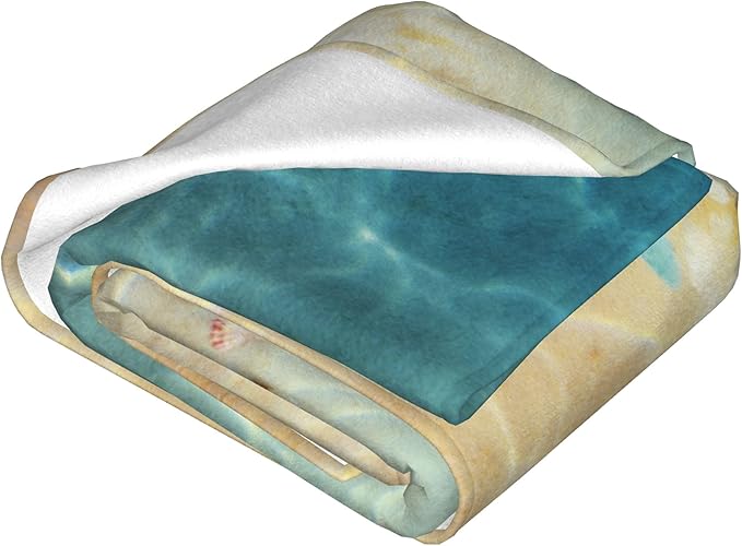 Beach Throw Blanket, Ocean Theme Seashell Travel Warm Blanket for Bedroom, Living Room, Sofa, Bed, Office - 60x50 Inch