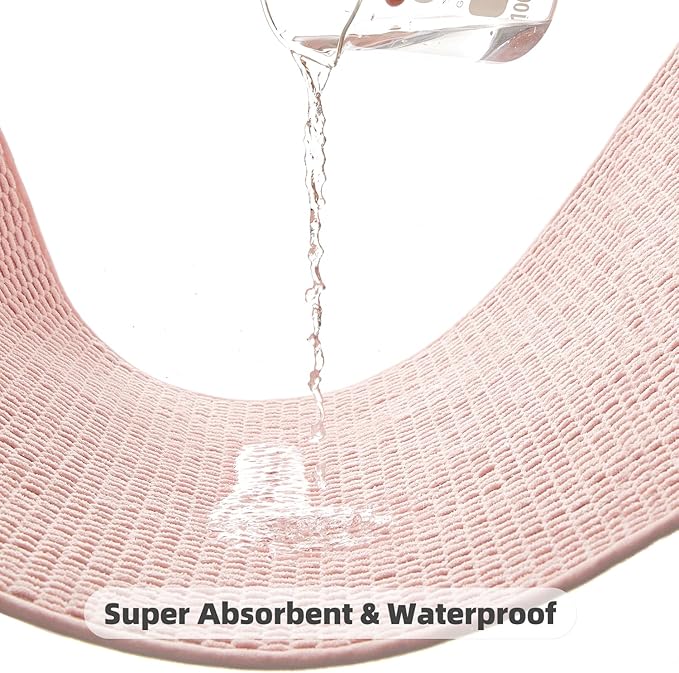 Non Slip Washable Chenille Bathroom Runner Rug - Super Absorbent Long Bath Mat, Pink 24"x70"