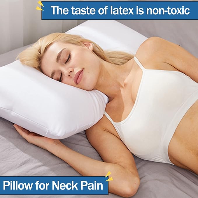 Talalay 100% Natural Premium Latex Pillow,Bed Pillow for Sleeping with Removable Cotton Cover, Helps Relieve Pressure, Breathable, Pressure Relief, Durable, Best Gift (Standard Size)