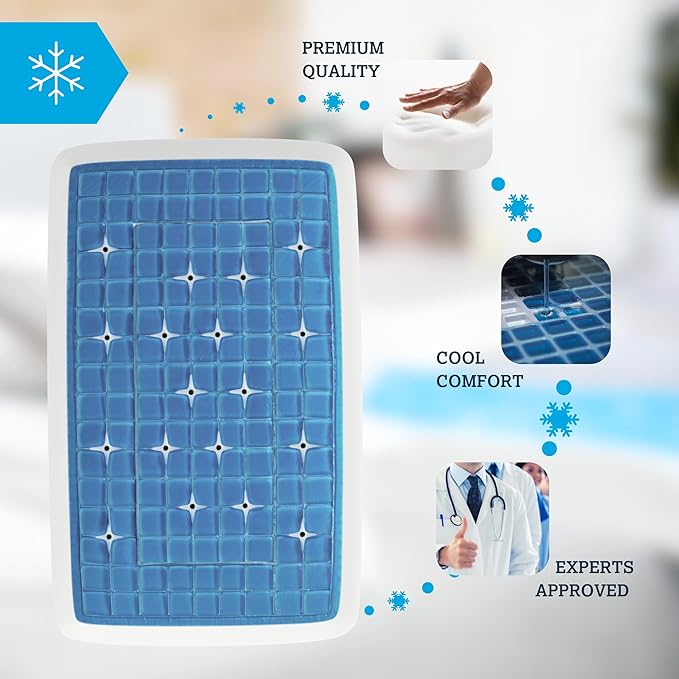 Technogel Deluxe Cooling Gel Pillow - Patented Cooling Technology, Odorless Memory Foam – Breatable Ergonomic Support for Side & Back Sleepers with Washable Cover, 4.5" (Medium)