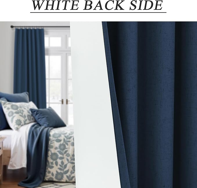 Small Window Curtains for Bathroom Sink Short Length 2 Panel Sets Back Tab Rod Pocket Navy Blue Linen Blackout Heat Reflective RV Curtains for Camper Kitchen Kids Boys Bedroom Patriotic 45 Inches Long