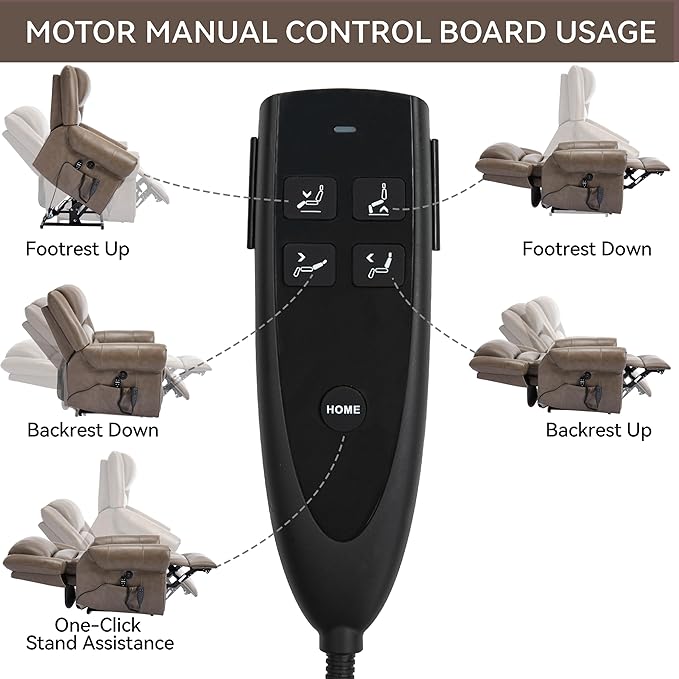 Dual Motor Power Lift Chair, Lay Flat Recliner Chair, Electric Recliner with Massage and Heat for Elderly, Remote Control, Infinite Position, Standing Assistance, USB Ports (Khaki, Genuine Leather)