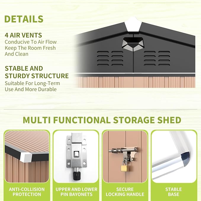 Metal Storage Shed,Outdoor Storage Building 8x6,Large Backyard Shed with Lockable Door,Waterproof Outside Storage Shed