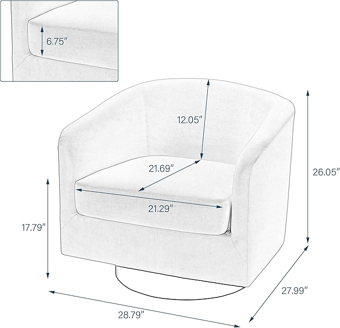 UIXE 360° Swivel Accent Chair, Fabric Barrel Club Chair Upholstered Armchair for Living Room, Round Arm Chair Bedroom Single Sofa Reading Seat - Flax Gray