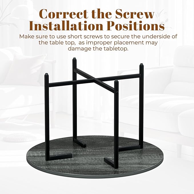 Round Coffee Table, Small Coffee Tables for Living Room, Wood Coffee Table with Metal Frame, Floor Table Desk for Sitting on The Floor, Home, Office, Farmhouse, Dark Gray (23.6" D x 17.7" H)