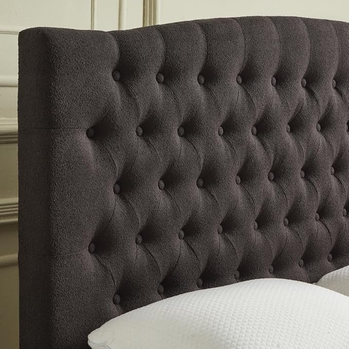 24KF Boucle Upholstered Tufted Button King Headboard and Comfortable Fashional Padded King/California King Size headboard,6025-K-Boucle-Dark Gray